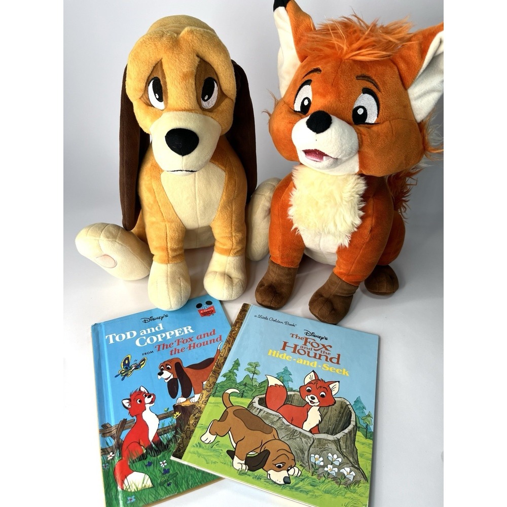 DISNEY STORE 14" The FOX AND THE HOUND MEDIUM STUFFED PLUSHES